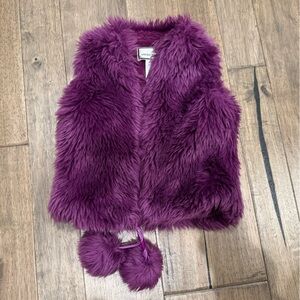 2T Widgeon Purple Faux Fur Kids Zipper Vest